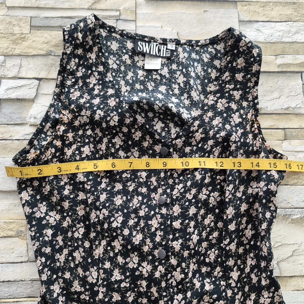 VTG Switch usa Dress Women's 7 Black Soft Witchy A-line Romantic Grunge 90's - Picture 6 of 10